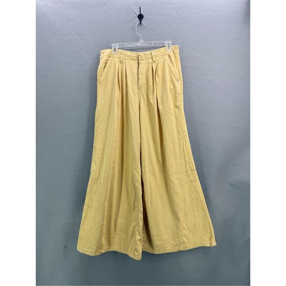 Free People Womens Yellow Light As Spring Trousers Wide Leg Pants Size 8 - Picture 13 of 13